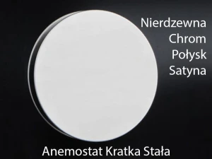 Okrągła Kratka do wentylacji ENIGMA Stała fi 200 (otwór 160 mm) - okrągła kominkowa wentylacyjna kratka nierdzewna Satyna, Chrom